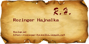 Rozinger Hajnalka névjegykártya